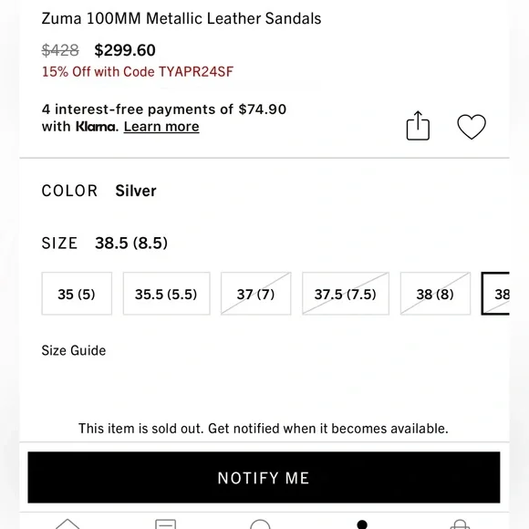 Cult Gaia Zuma 100mm Metallic Sandal Block Heel Size 38.5 - Picture 5 of 15